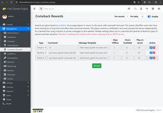 Admin - Comeback Rewards